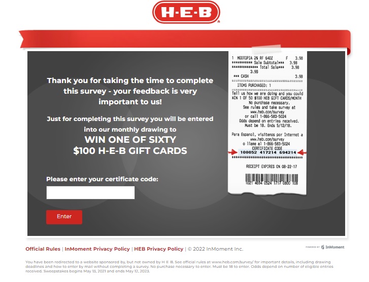 HEB Guest Survey Image