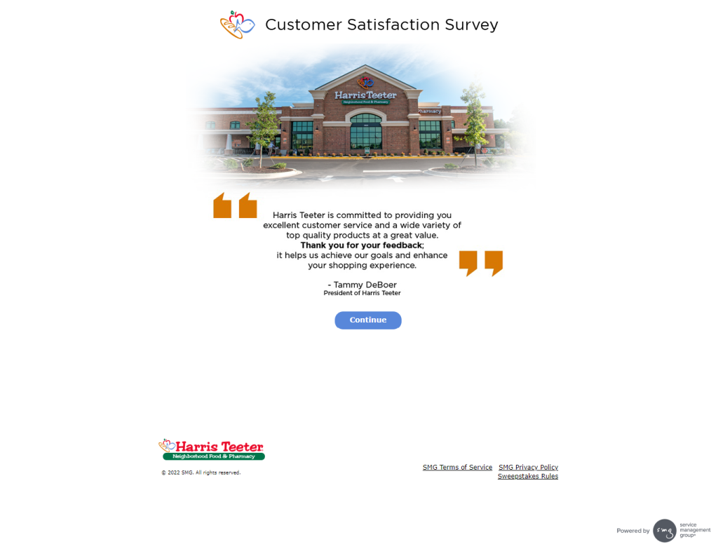 Harris Teeter Customer Satisfaction Survey Image