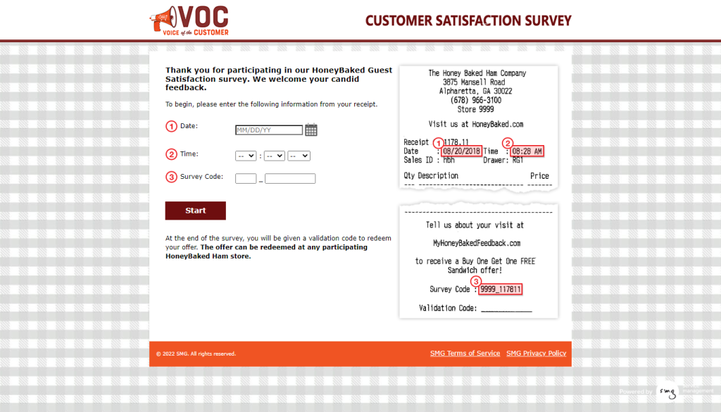 HoneyBaked Guest Satisfaction Survey Image