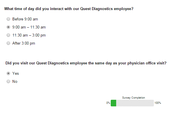 Quest Diagnostics feedback survey image