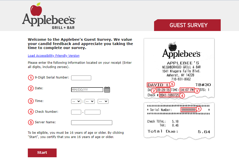 applebees guest survey image