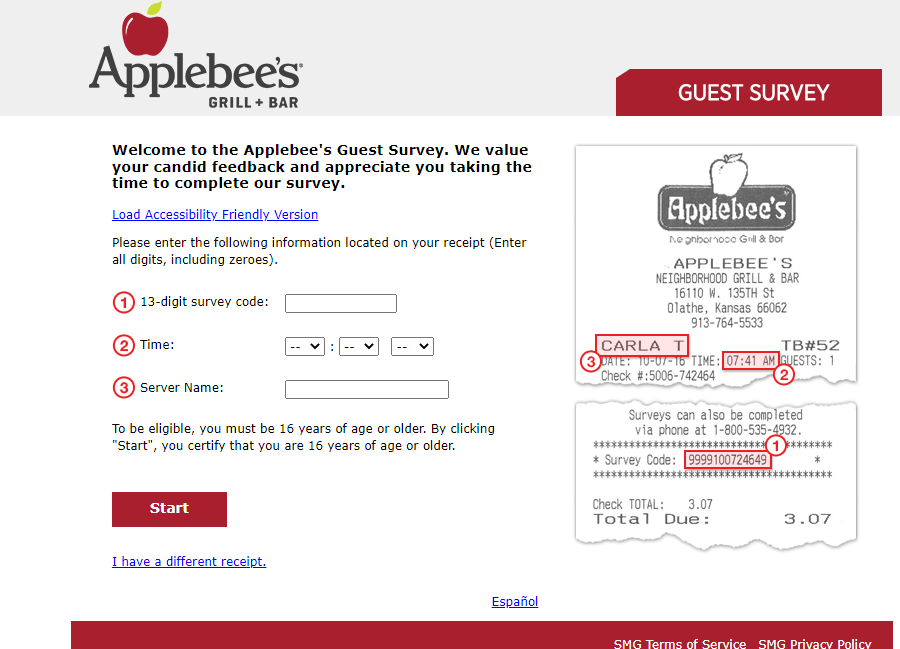 applebees survey image