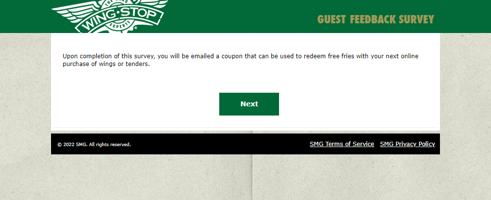 my wingstop survey image