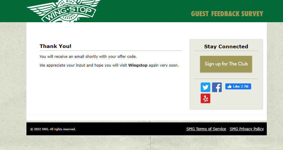 wingstop validation code image