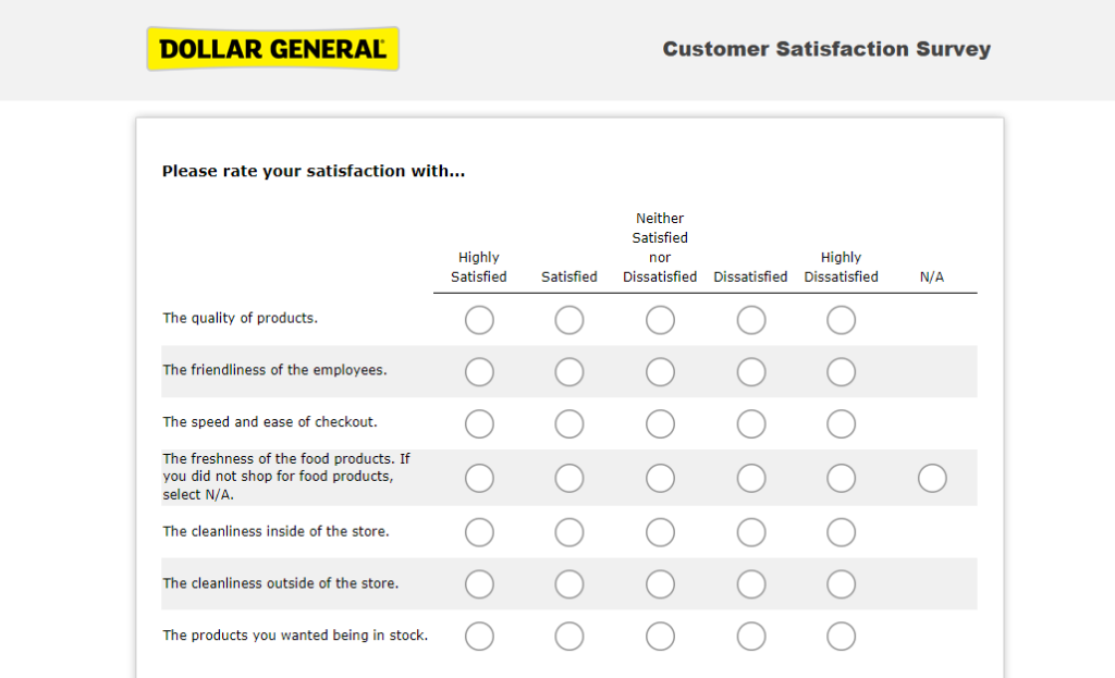 Dollar General survey image