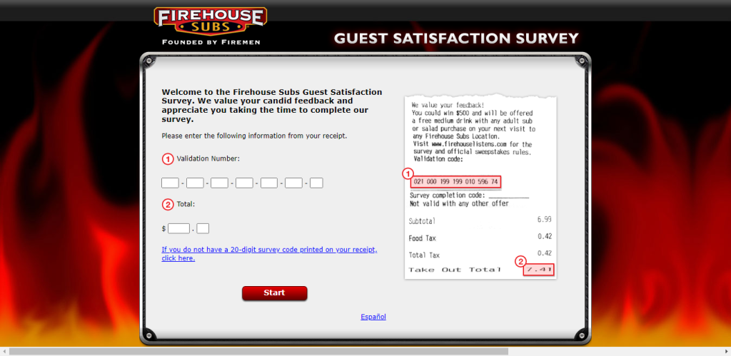 Firehouse Subs Guest Satisfaction Survey Image