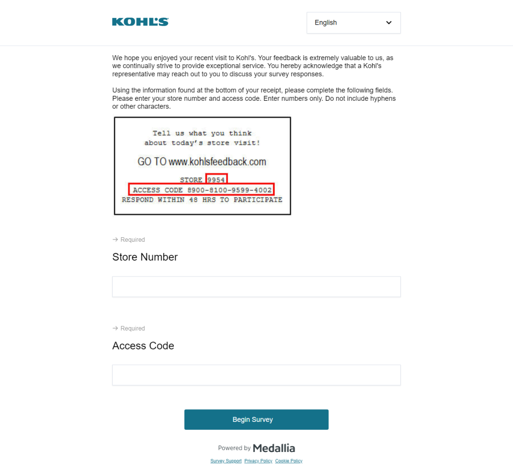 Kohls Feedback Survey Image