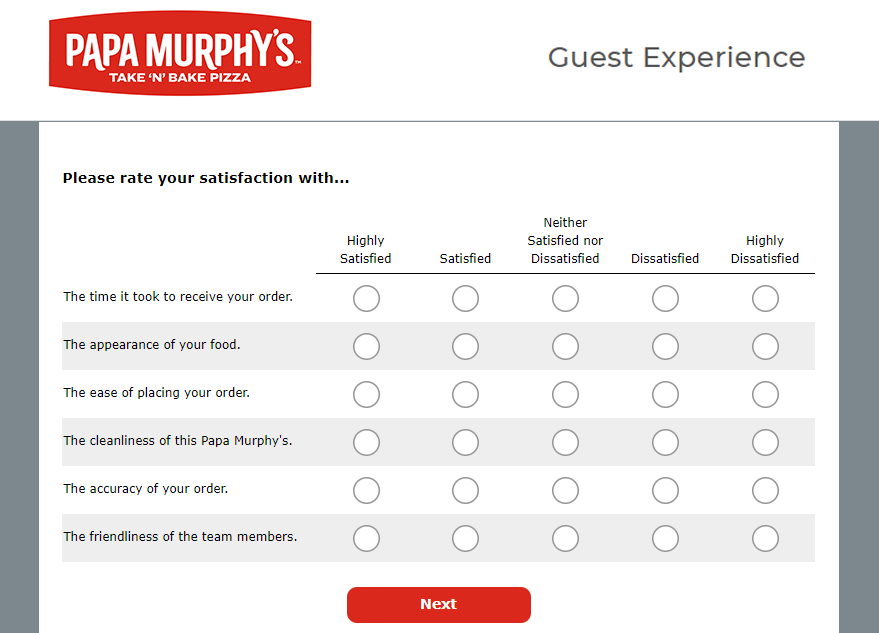 Papa Murphys survey image
