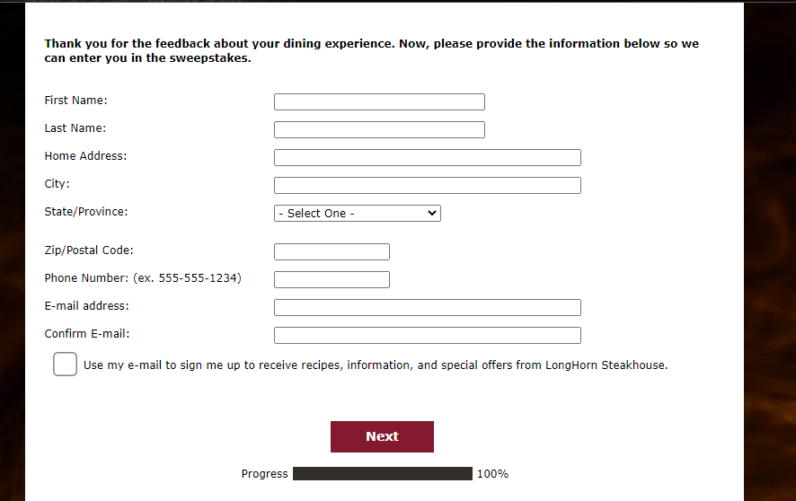 longhorn steakhouse survey image