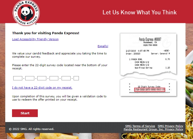 panda express survey image