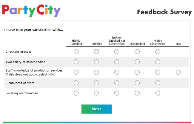 Party City Feedback Questions Image